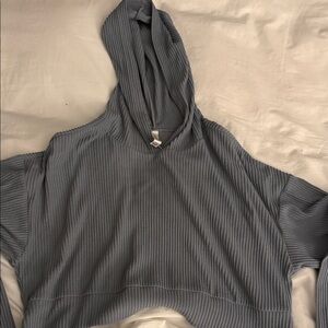 Alo Women's Gray Ribbed Hoodie